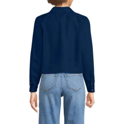 Kurze bügelfreie Hemdbluse mit Biesen für Damen