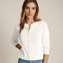 Kurzer Feinstrick-Cardigan aus Baumwolle für Damen