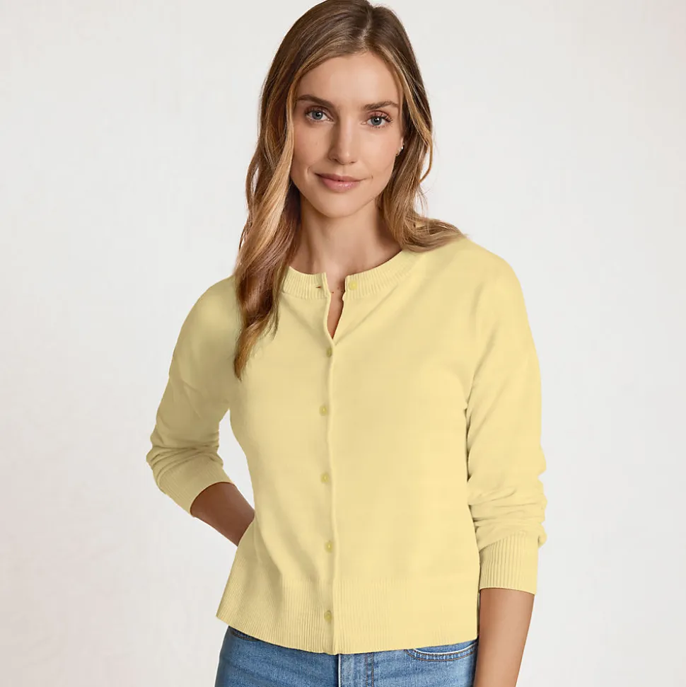 Kurzer Feinstrick-Cardigan aus Baumwolle für Damen