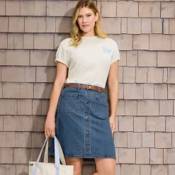 Kurzer Soft Denim Jeansrock mit Knöpfen