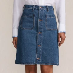 Kurzer Soft Denim Jeansrock mit Knöpfen