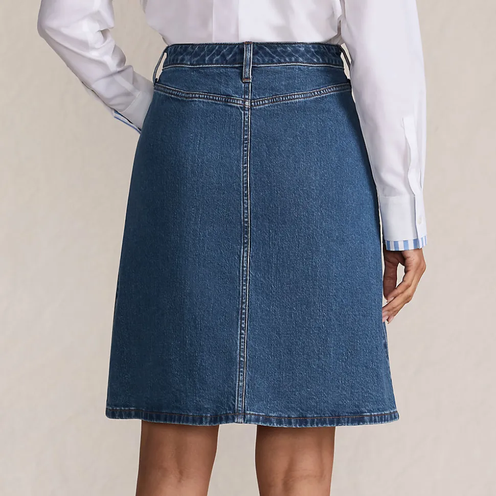 Kurzer Soft Denim Jeansrock mit Knöpfen