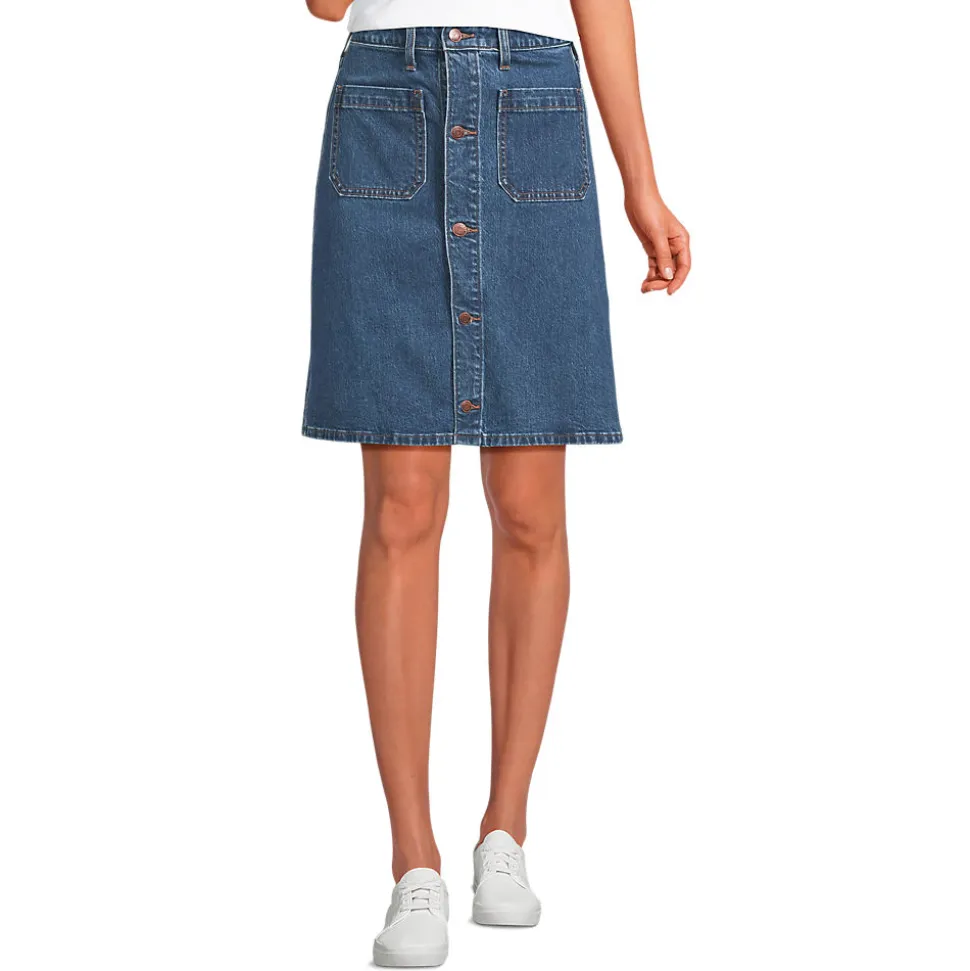 Kurzer Soft Denim Jeansrock mit Knöpfen