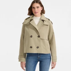Kurzer Trenchcoat mit Kapuze für Damen