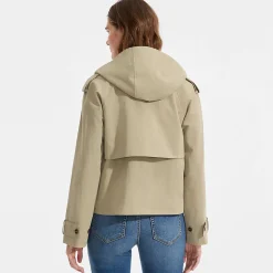 Kurzer Trenchcoat mit Kapuze für Damen
