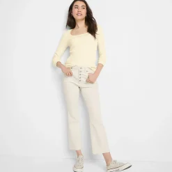 Kurze Schlagjeans Natur für Damen