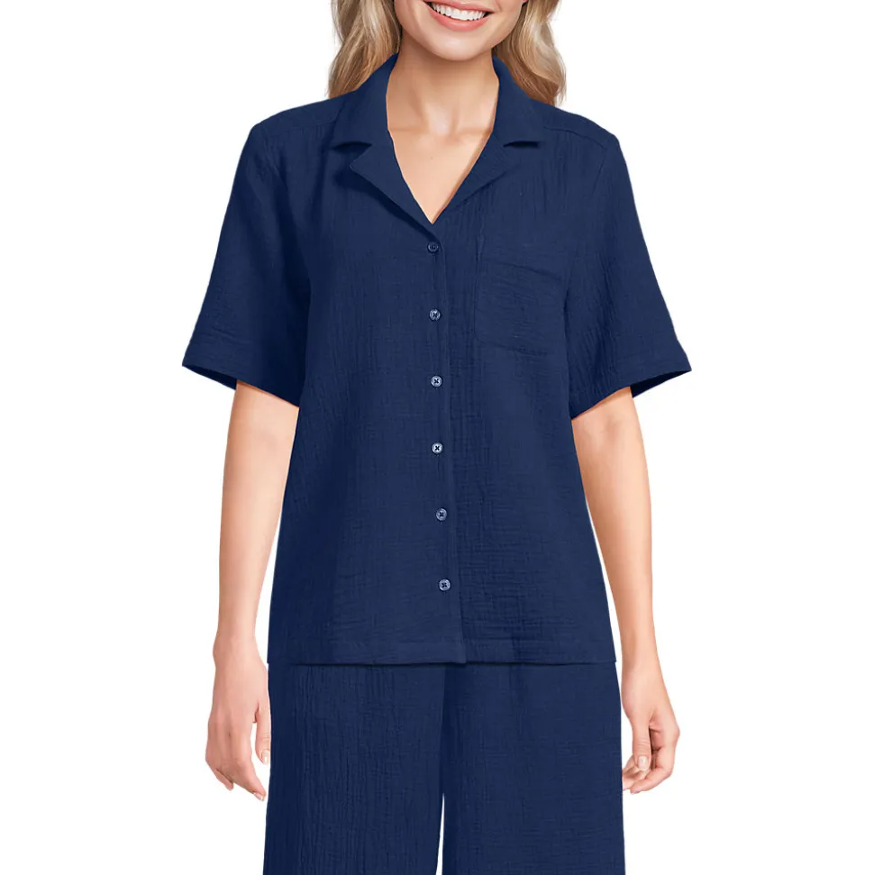 Kurzärmelige Musselin-Bluse