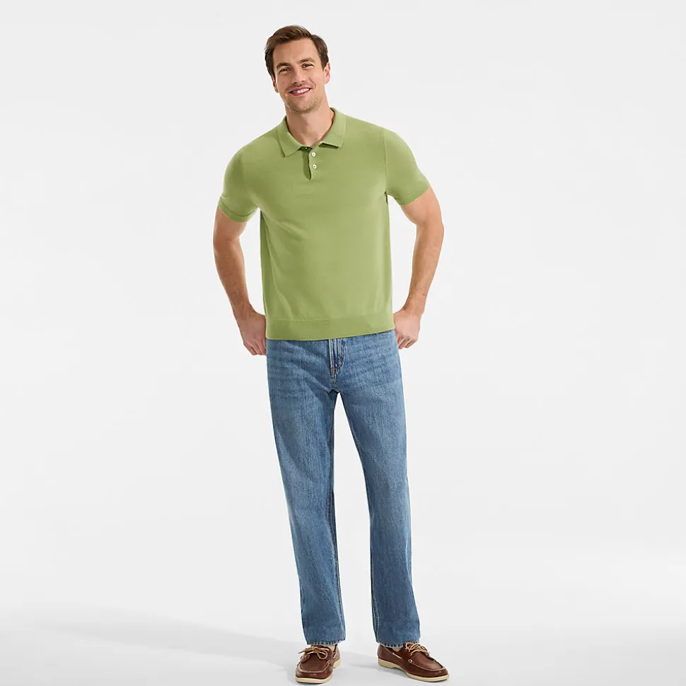 Kurzärmeliger Merino-Polopullover für Herren
