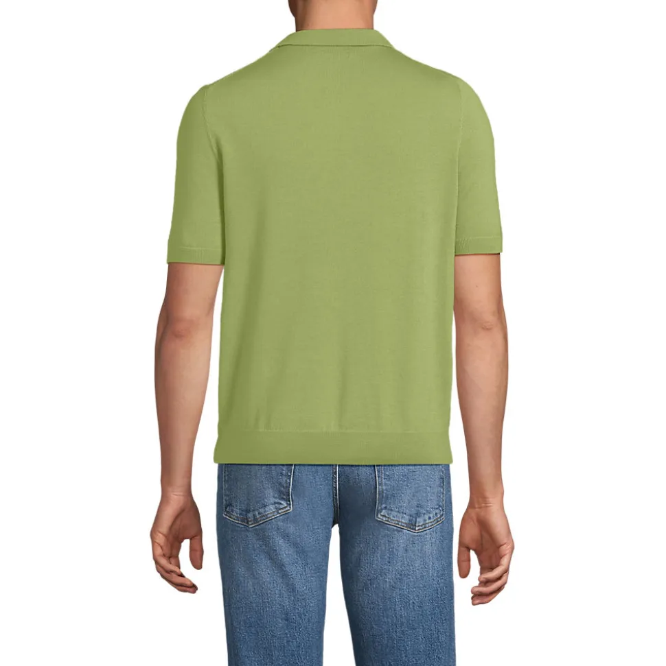 Kurzärmeliger Merino-Polopullover für Herren