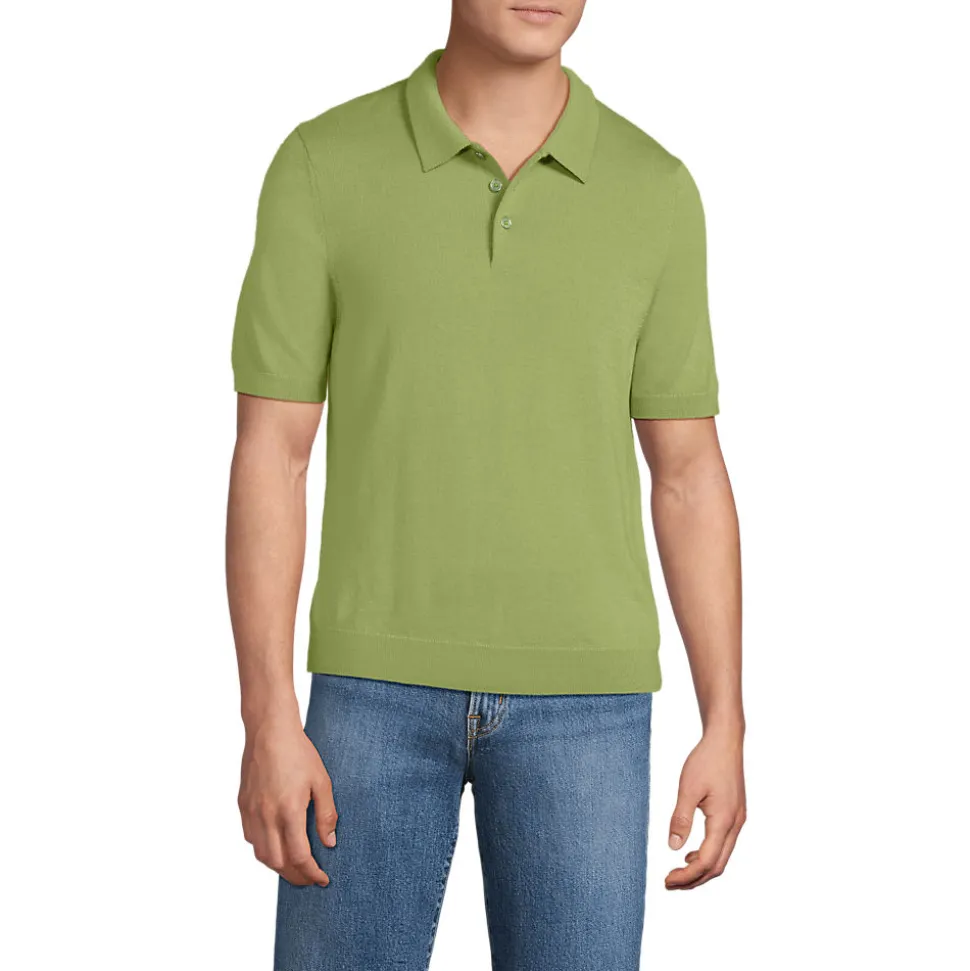 Kurzärmeliger Merino-Polopullover für Herren