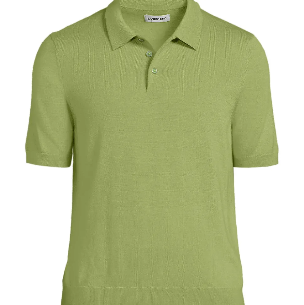 Kurzärmeliger Merino-Polopullover für Herren