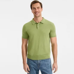 Kurzärmeliger Merino-Polopullover für Herren