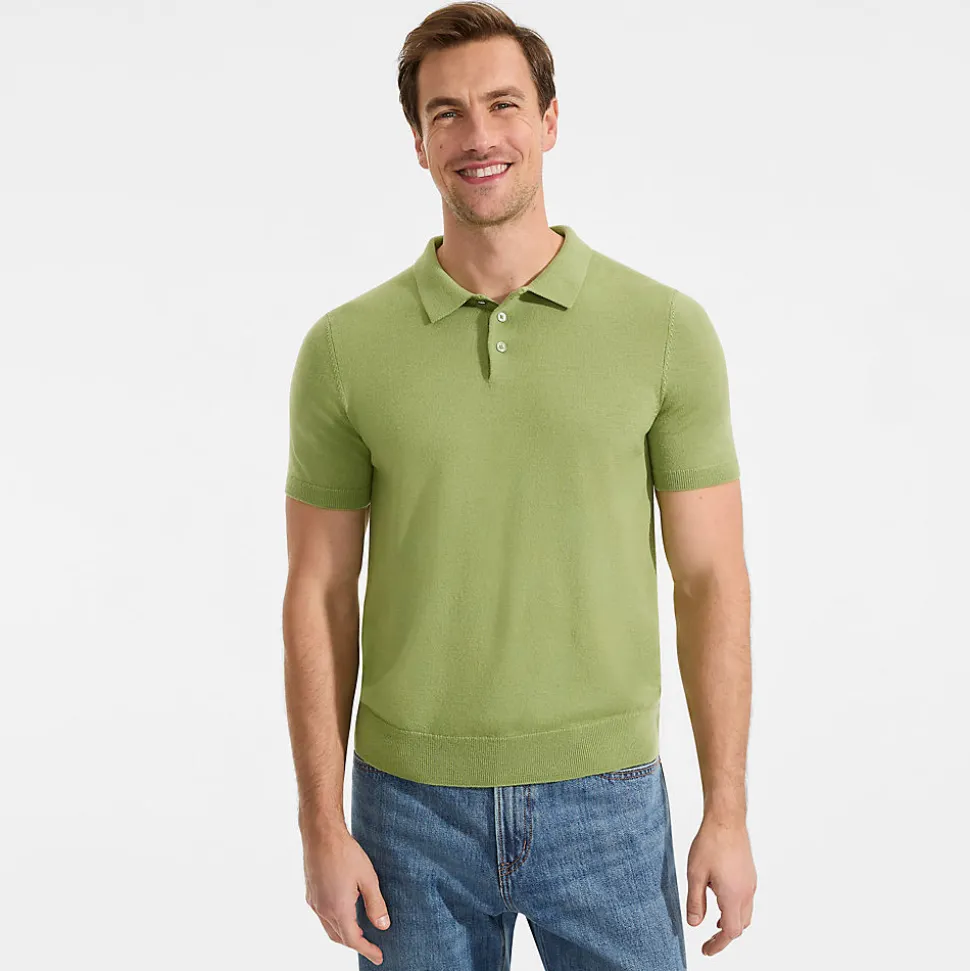 Kurzärmeliger Merino-Polopullover für Herren