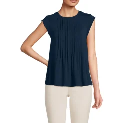 Kurzärmeliges Biesenshirt aus Baumwolle/Modal-Mix für Damen