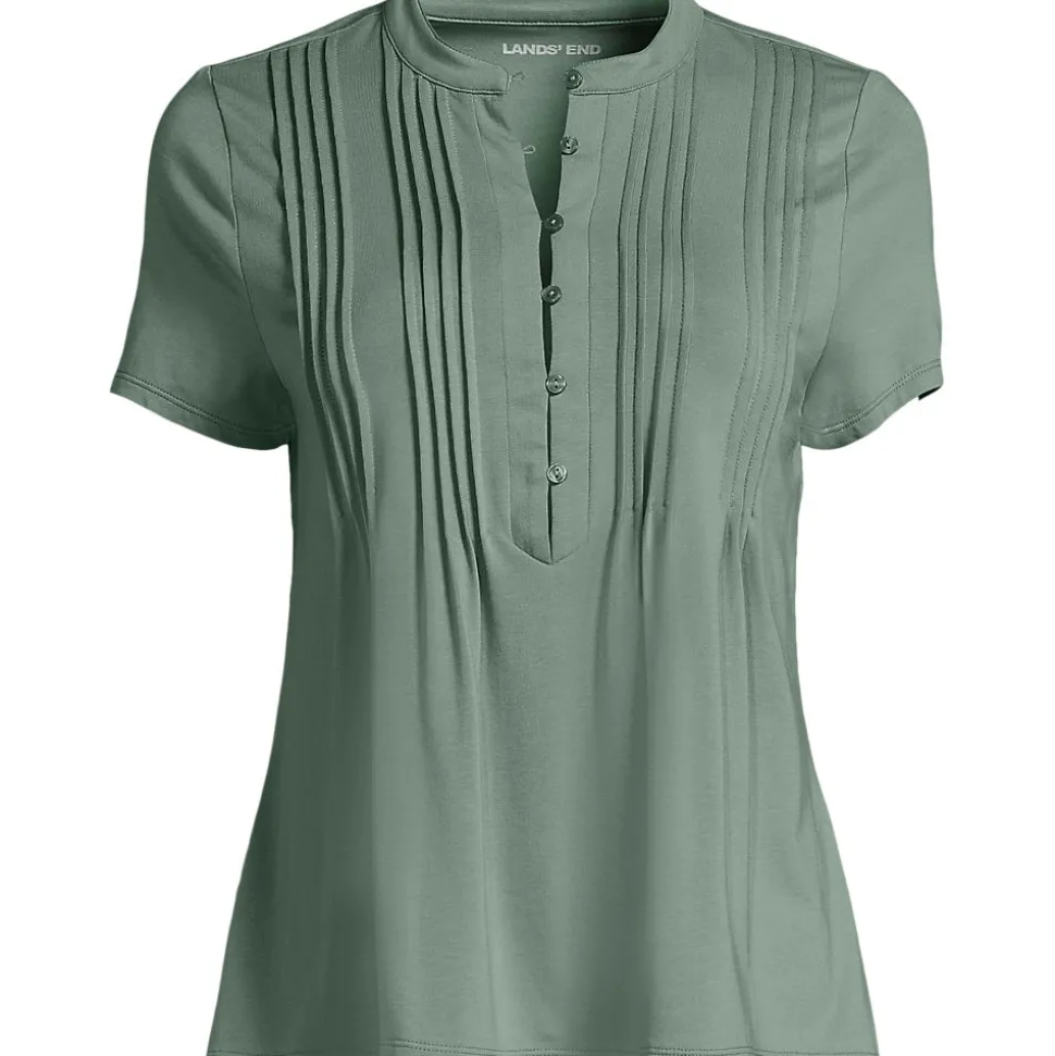 Kurzärmeliges Biesenshirt aus Baumwolle/Modal-Mix für Damen
