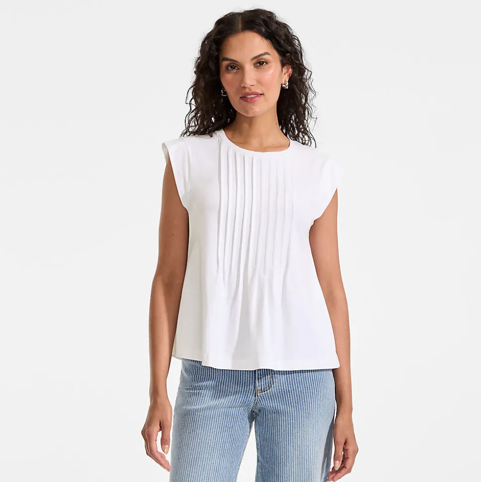 Kurzärmeliges Biesenshirt aus Baumwolle/Modal-Mix für Damen