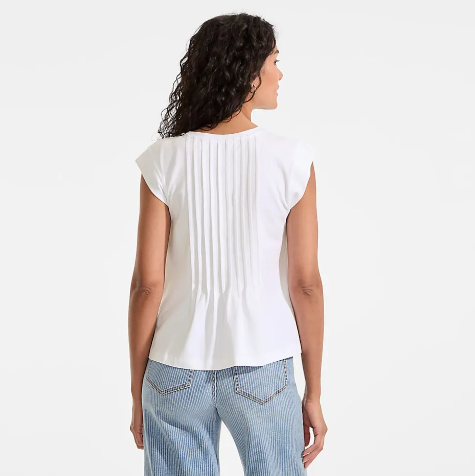 Kurzärmeliges Biesenshirt aus Baumwolle/Modal-Mix für Damen