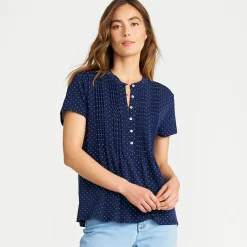 Kurzärmeliges Biesenshirt aus Baumwolle/Modal-Mix für Damen