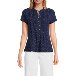 Kurzärmeliges Biesenshirt aus Baumwolle/Modal-Mix für Damen