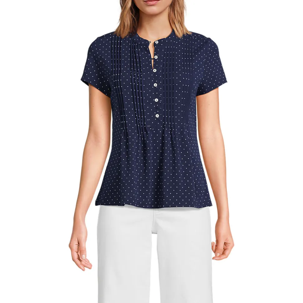 Kurzärmeliges Biesenshirt aus Baumwolle/Modal-Mix für Damen