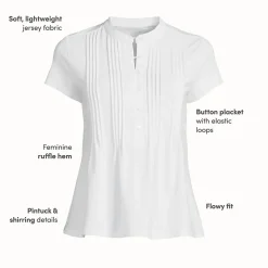 Kurzärmeliges Biesenshirt aus Baumwolle/Modal-Mix für Damen