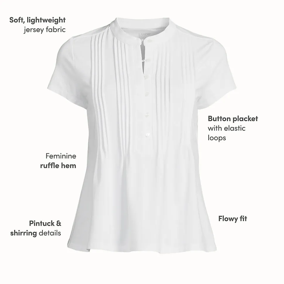 Kurzärmeliges Biesenshirt aus Baumwolle/Modal-Mix für Damen