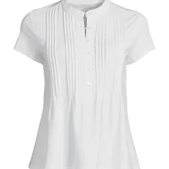 Kurzärmeliges Biesenshirt aus Baumwolle/Modal-Mix für Damen