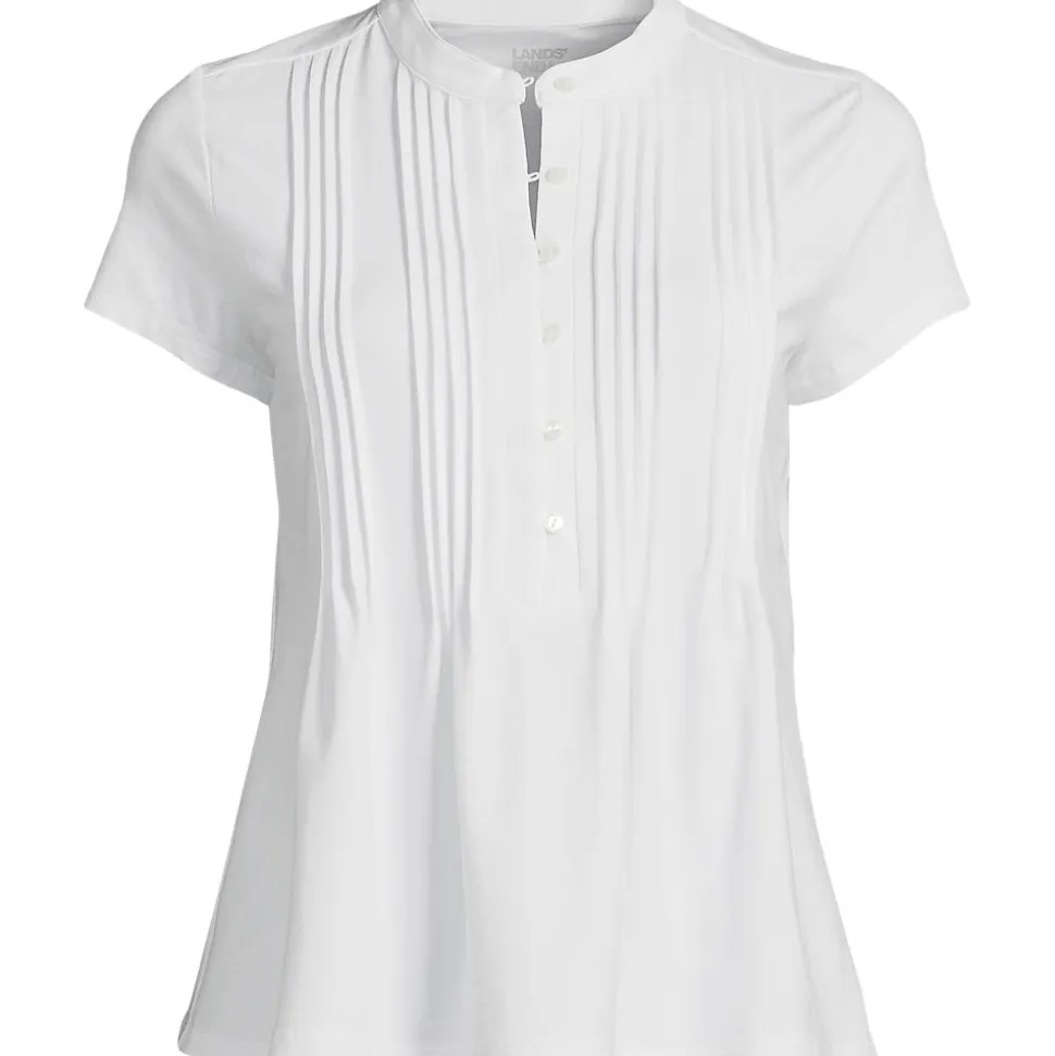 Kurzärmeliges Biesenshirt aus Baumwolle/Modal-Mix für Damen
