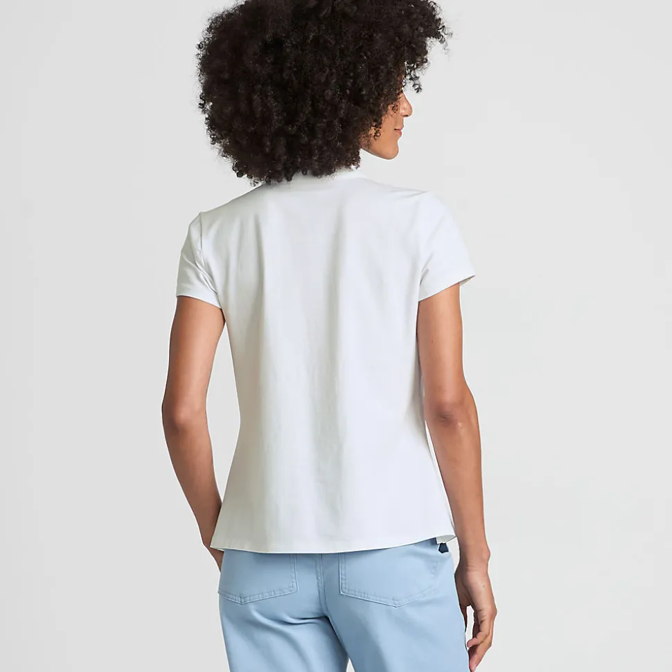 Kurzärmeliges Biesenshirt aus Baumwolle/Modal-Mix für Damen