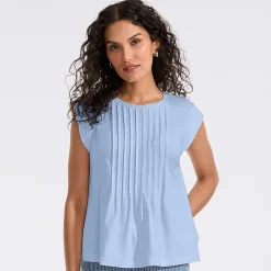 Kurzärmeliges Biesenshirt aus Baumwolle/Modal-Mix für Damen