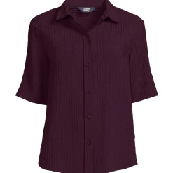 Kurzärmeliges Crinkle-Hemd für Damen