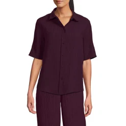 Kurzärmeliges Crinkle-Hemd für Damen