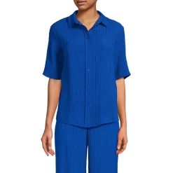 Kurzärmeliges Crinkle-Hemd für Damen