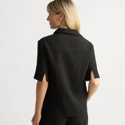Kurzärmeliges Crinkle-Hemd für Damen