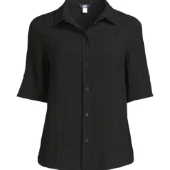 Kurzärmeliges Crinkle-Hemd für Damen