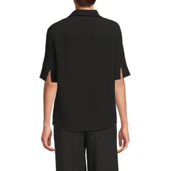Kurzärmeliges Crinkle-Hemd für Damen