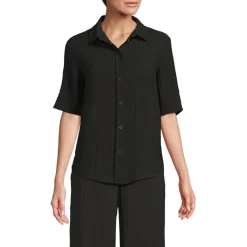 Kurzärmeliges Crinkle-Hemd für Damen