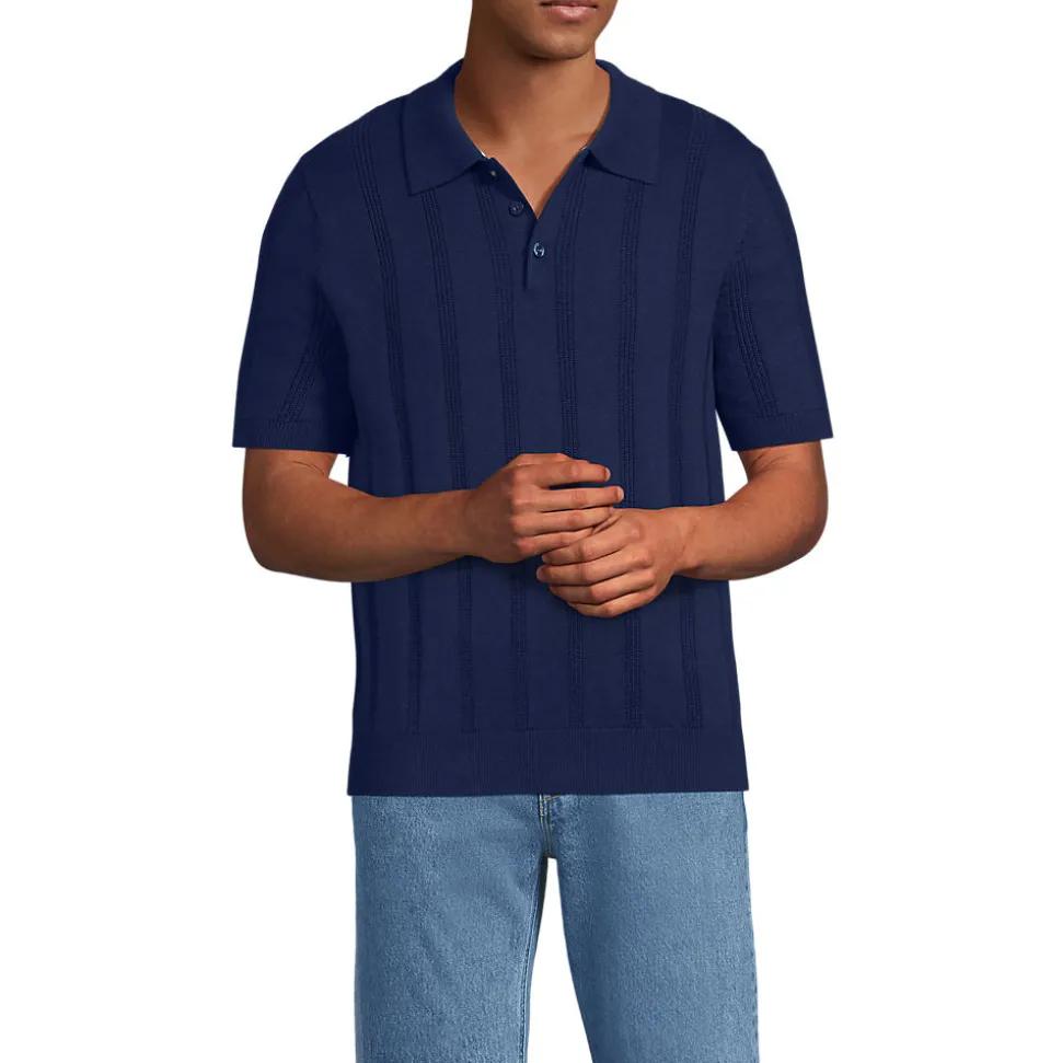 Kurzärmeliges Poloshirt aus Baumwolle/Seidenmix für Herren