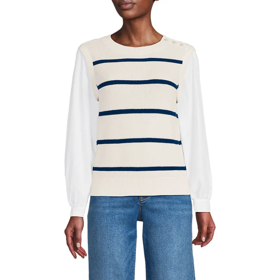 Lagenlook-Pullover Drifter mit Schulterknöpfen für Damen