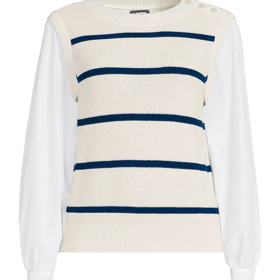Lagenlook-Pullover Drifter mit Schulterknöpfen für Damen