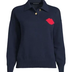 Lands' End x Lulu Guinness Drifter Feinstrick-Polopullover für Damen