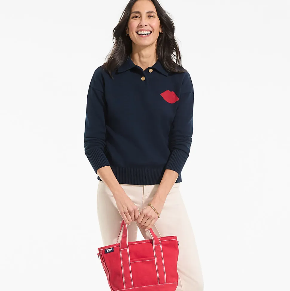Lands' End x Lulu Guinness Drifter Feinstrick-Polopullover für Damen
