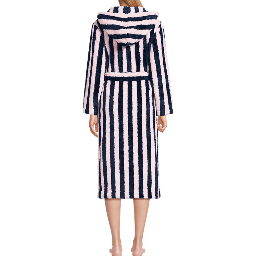 Lands' End x Lulu Guinness Fleece-Bademantel mit Streifen