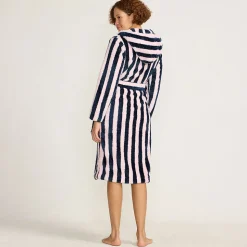 Lands' End x Lulu Guinness Fleece-Bademantel mit Streifen