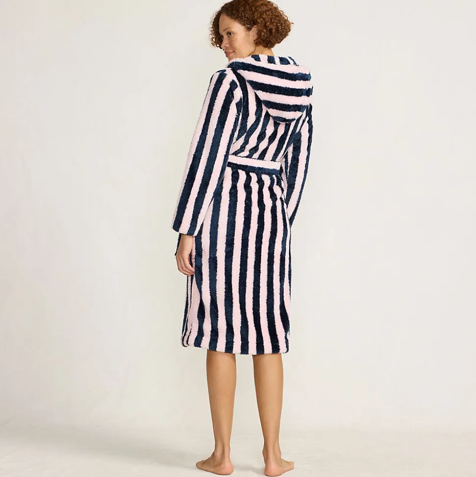 Lands' End x Lulu Guinness Fleece-Bademantel mit Streifen