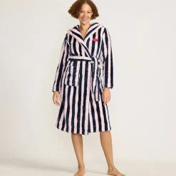 Lands' End x Lulu Guinness Fleece-Bademantel mit Streifen
