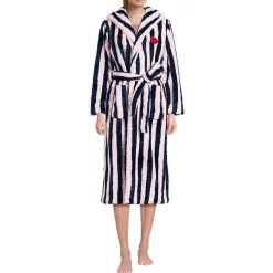 Lands' End x Lulu Guinness Fleece-Bademantel mit Streifen