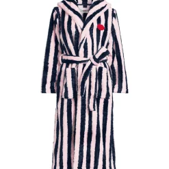 Lands' End x Lulu Guinness Fleece-Bademantel mit Streifen