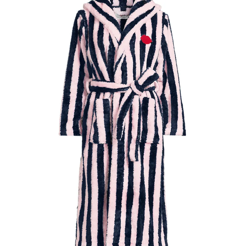 Lands' End x Lulu Guinness Fleece-Bademantel mit Streifen