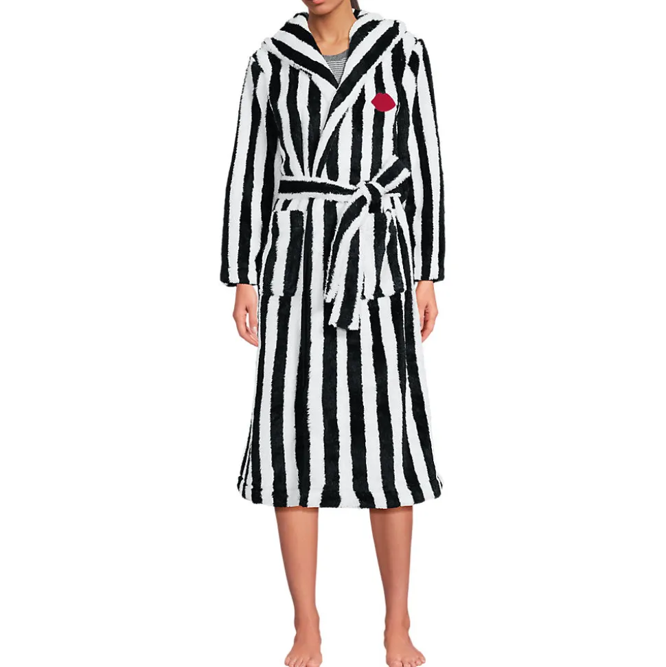 Lands' End x Lulu Guinness Fleece-Bademantel mit Streifen